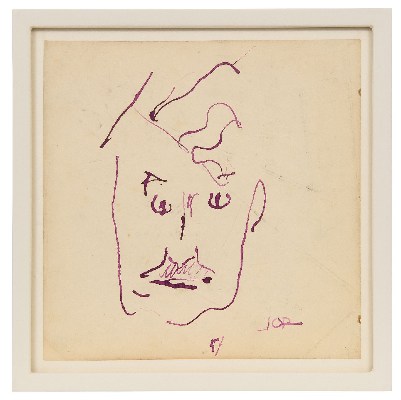 Jordens J.G.  | 'Jan' Gerrit Jordens | Watercolours and drawings offered for sale | Self portrait of the artist, ink on paper 26.7 x 26.4 cm, signed l.r. and dated '57