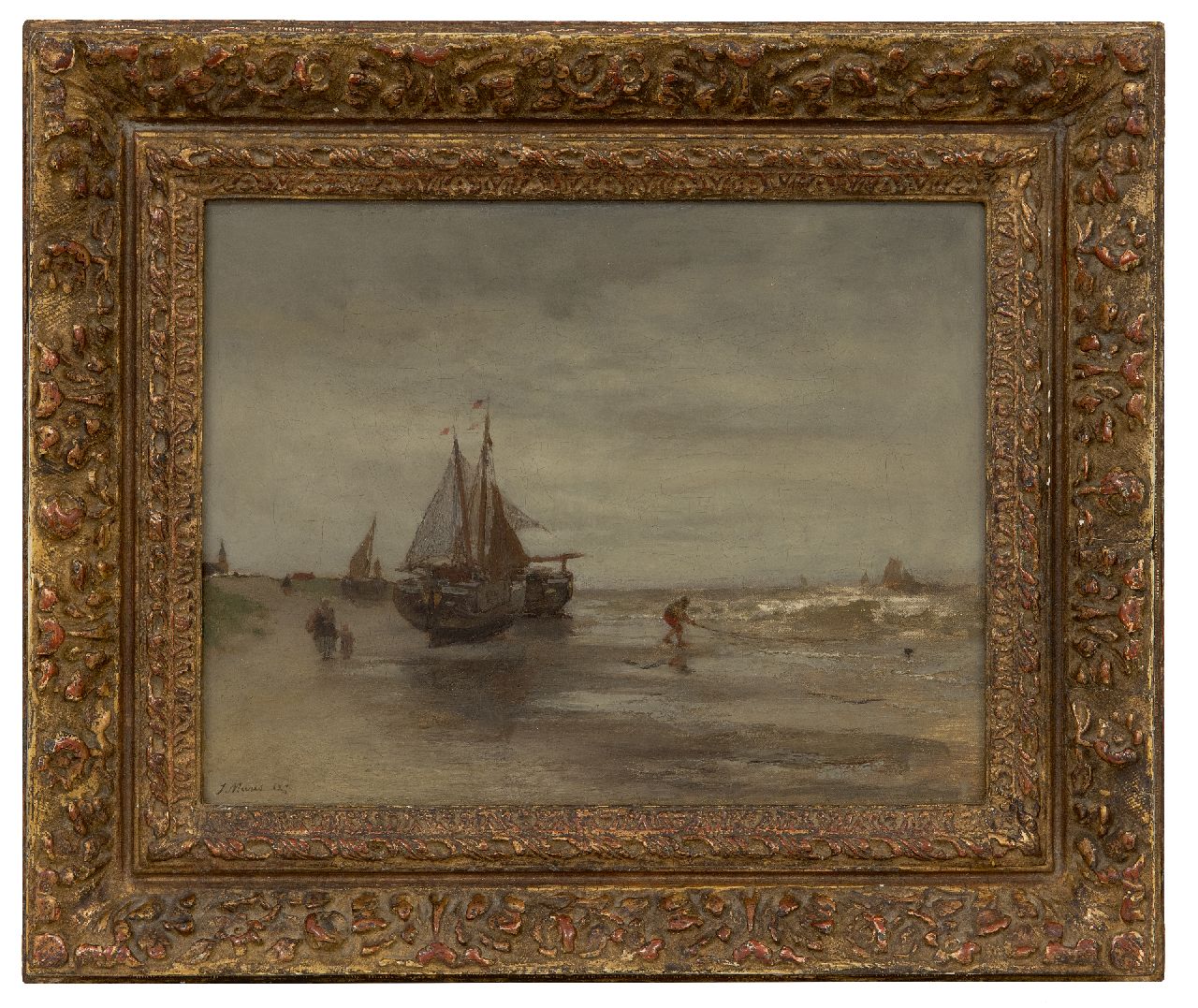 Maris J.H.  | Jacobus Hendricus 'Jacob' Maris | Paintings offered for sale | Fishing boats in the surf near Scheveningen, oil on canvas 23.4 x 30.4 cm, signed l.l. and dated 1870