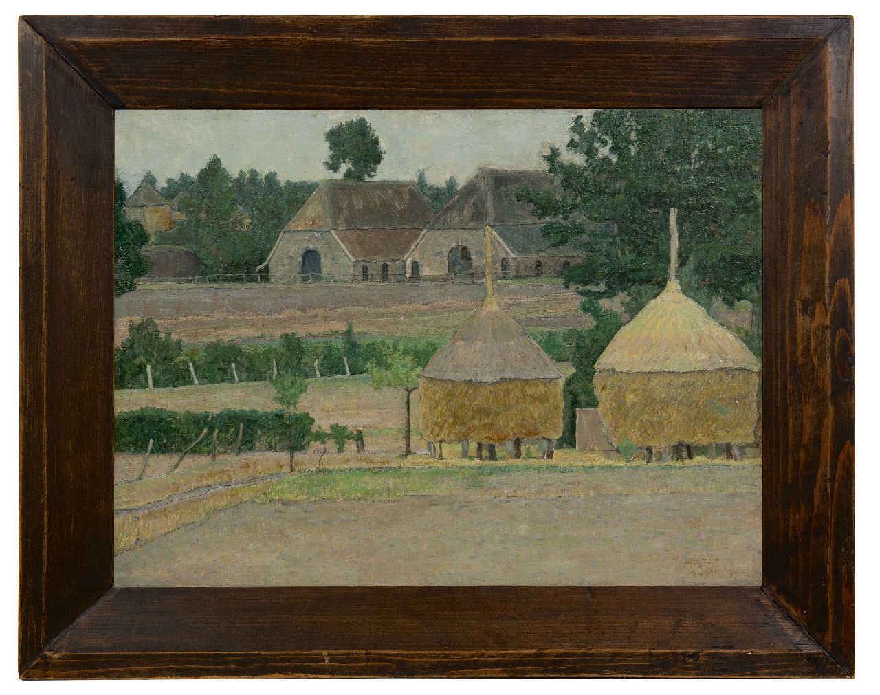 Huszár V.  | Vilmos Huszár | Paintings offered for sale | Farm at Almen, the Netherlands, oil on canvas laid down on panel 38.1 x 50.9 cm, signed l.r. and dated 1911 VIII