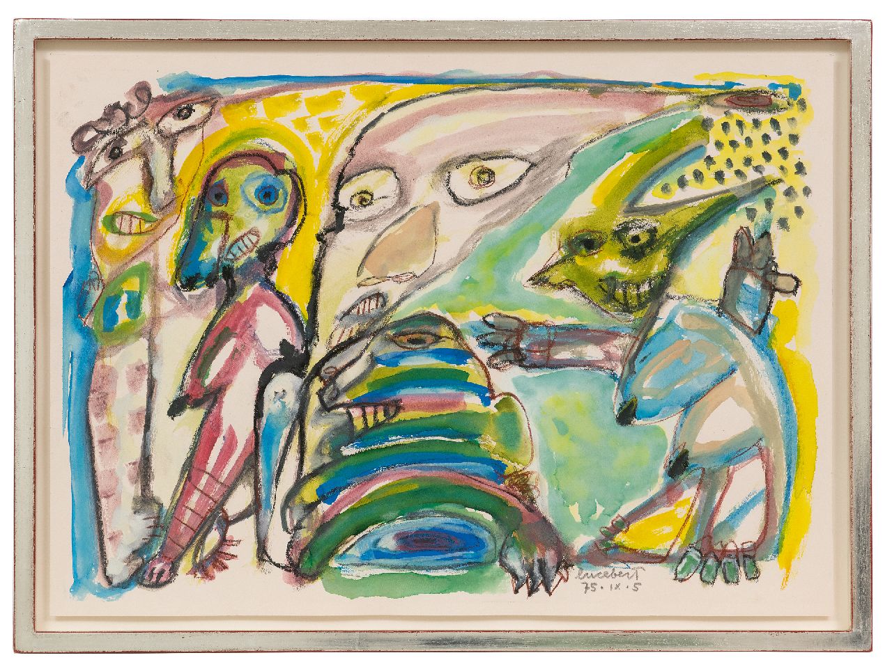 Lucebert (Lubertus Jacobus Swaanswijk)   | Lucebert (Lubertus Jacobus Swaanswijk) | Watercolours and drawings offered for sale | Untitled, gouache on paper 49.7 x 56.6 cm, signed l.r. and dated 75. IX. 5