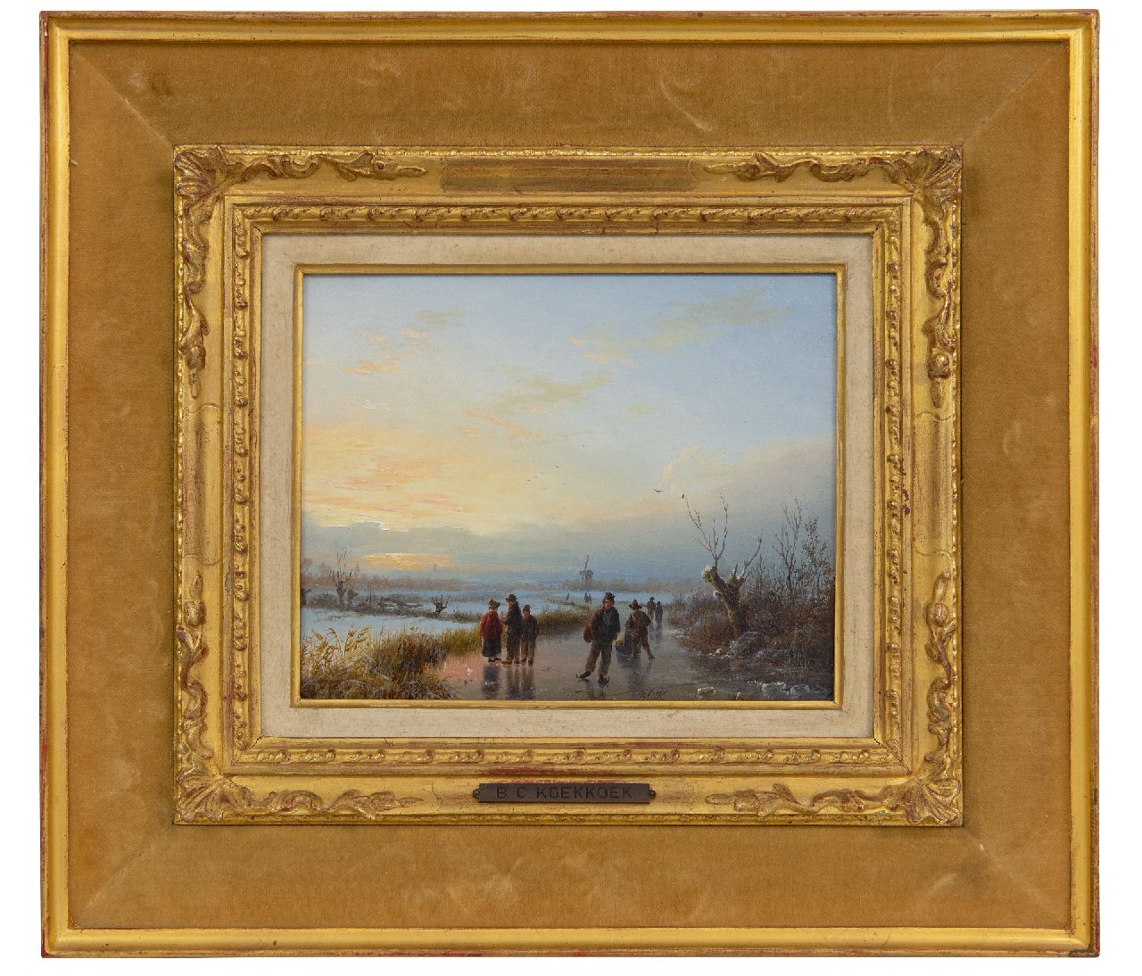Koekkoek B.C.  | Barend Cornelis Koekkoek | Paintings offered for sale | Skaters in a winter landscape, oil on panel 15.5 x 19.5 cm, signed l.c. with initials and painted  jaren '30