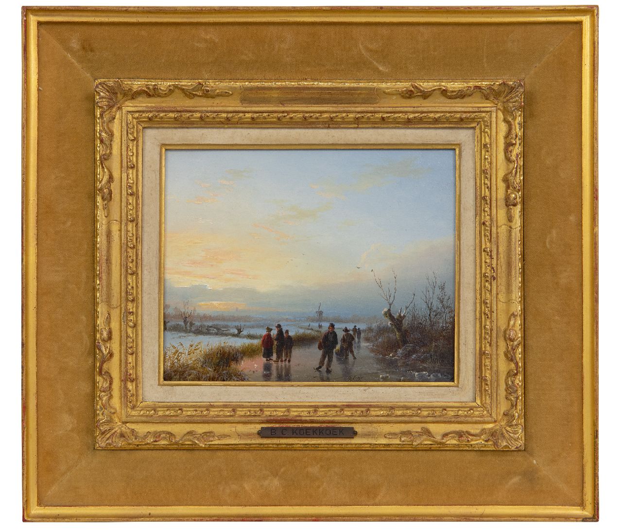 Koekkoek B.C.  | Barend Cornelis Koekkoek | Paintings offered for sale | Skaters in a winter landscape, oil on panel 15.5 x 19.5 cm, signed l.c. with initials and executed ca. 1830