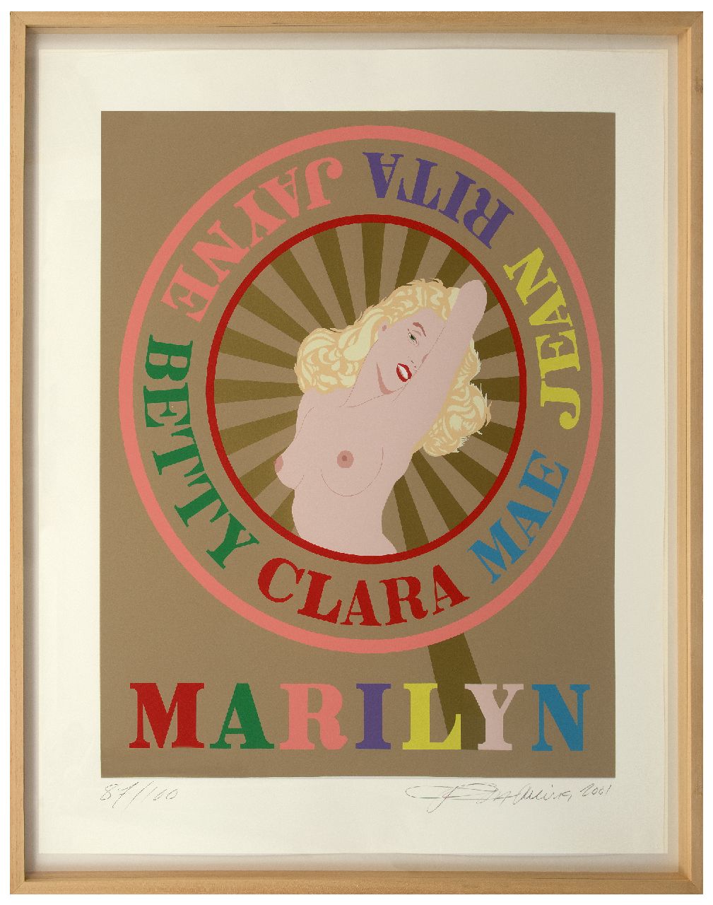 Indiana (Robert Clark) R.  | Robert Indiana (Robert Clark) | Prints and Multiples offered for sale | Sunburst Marilyn (Homage to Marilyn Monroe), screenprint on paper 85.0 x 71.5 cm, signed l.r. (in pencil) and dated 2001 (in pencil)