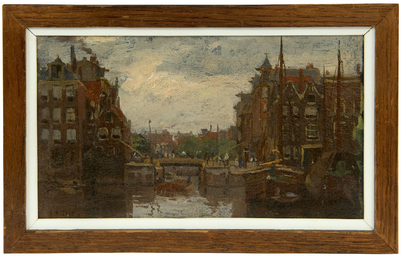 Bobeldijk F.  | Felicien Bobeldijk | Paintings offered for sale | A view of Amsterdam, oil on canvas laid down on board 13.0 x 21.5 cm, signed l.l.