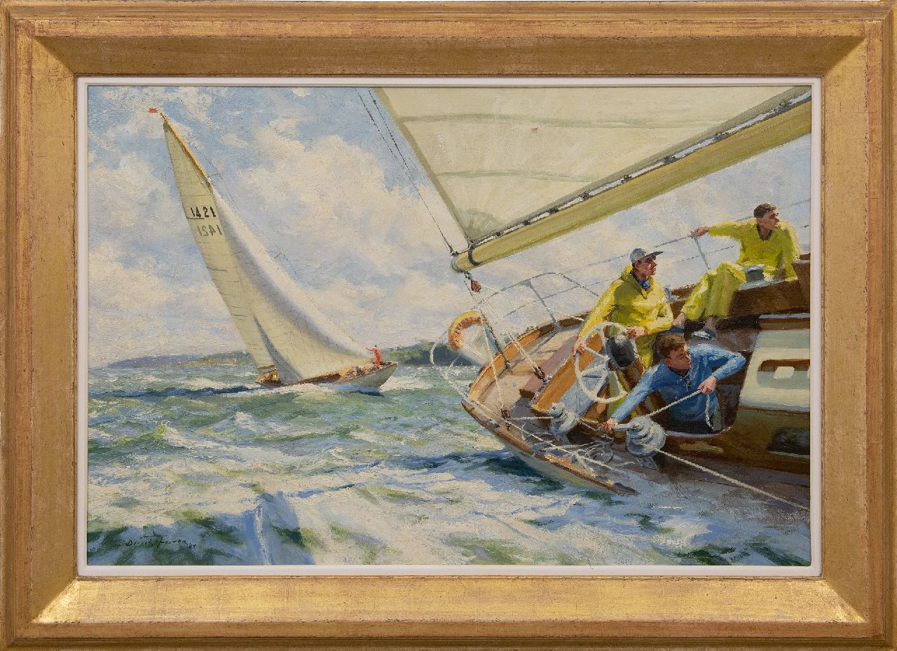 Foster D.  | Deryck Foster | Paintings offered for sale | Stand in towards the harbour, oil on canvas laid down on painter's board 60.8 x 90.8 cm, signed l.l. and dated '65