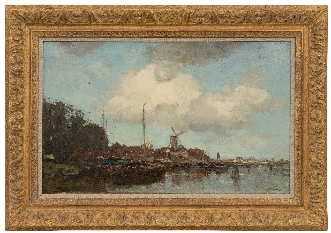 Maris J.H.  | Jacobus Hendricus 'Jacob' Maris | Paintings offered for sale | Town on a river, oil on canvas 47.1 x 75.6 cm, signed l.r. and painted ca. 1875