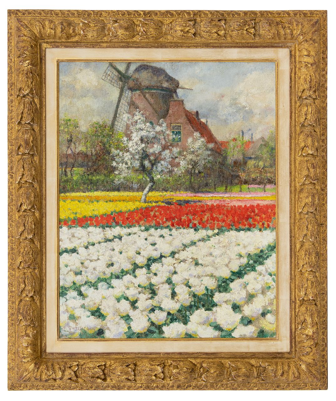 Hitchcock G.  | George Hitchcock | Paintings offered for sale | Double White Tulips, Egmond aan den Hoef, oil on canvas 55.7 x 43.8 cm, signed l.l.