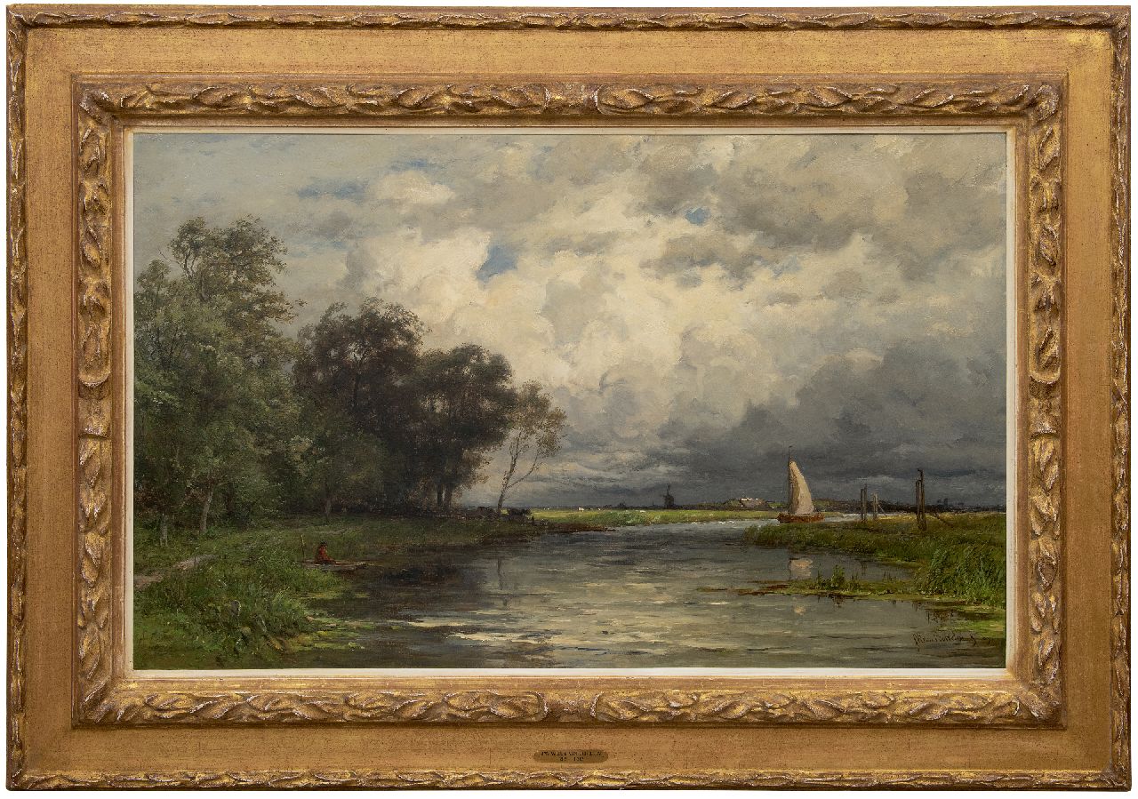 Borselen J.W. van | Jan Willem van Borselen | Paintings offered for sale | View of the lake at Nieuwkoop in stormy weather, oil on canvas 66.1 x 106.3 cm, signed l.r.