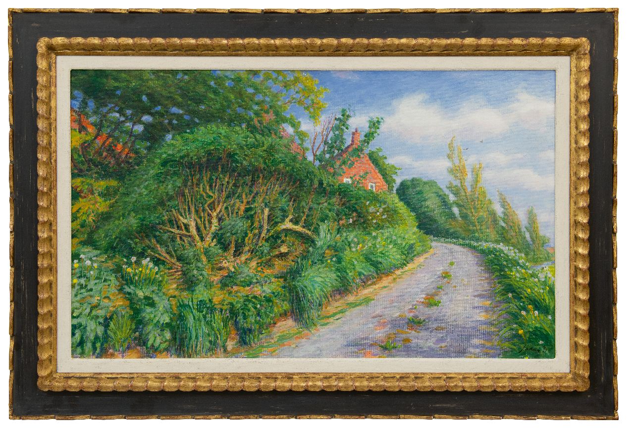Dijkstra J.  | Johannes 'Johan' Dijkstra | Paintings offered for sale | Country road in Ezinge, Groningen, oil on canvas 60.0 x 100.0 cm, signed l.r.