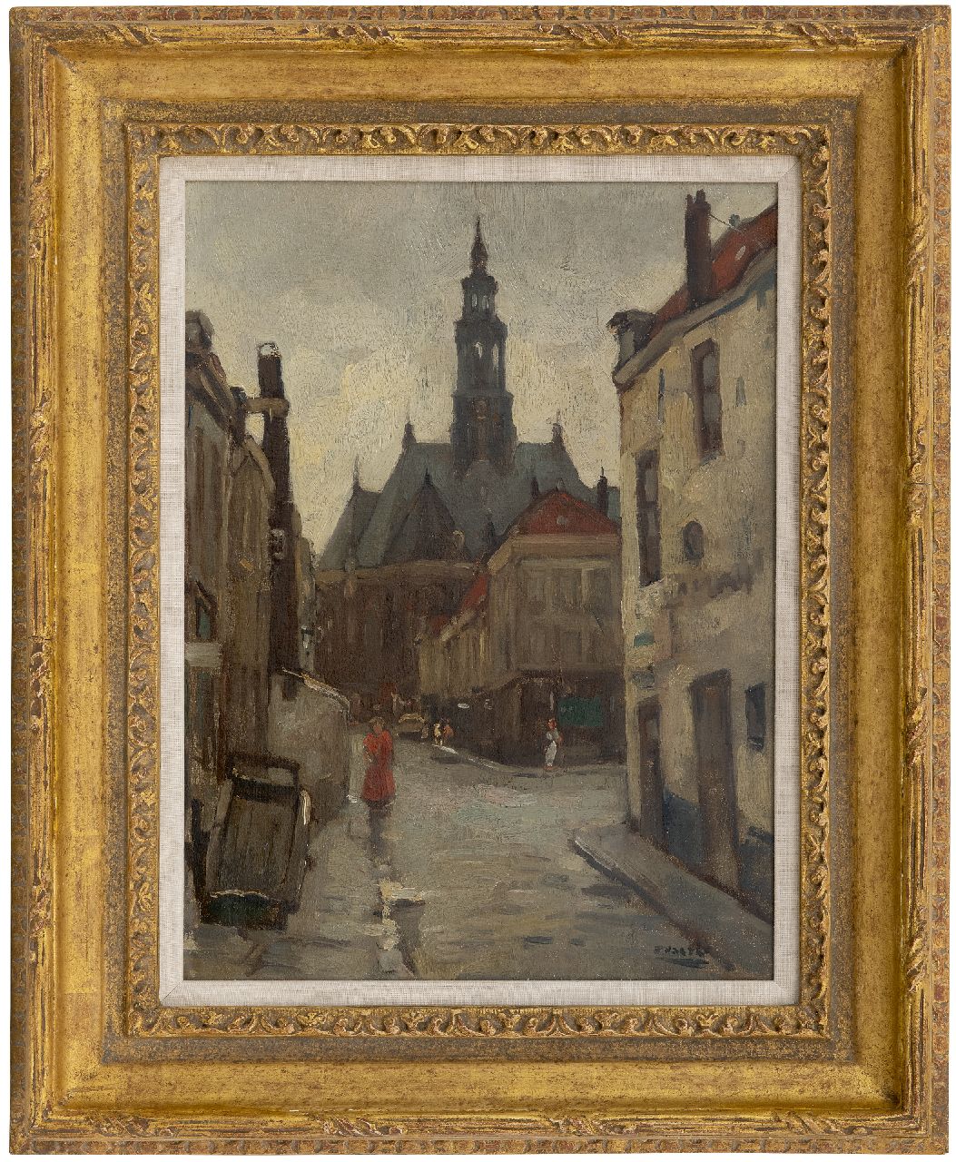 Noltee B.C.  | Bernardus Cornelis 'Cor' Noltee | Paintings offered for sale | View of The Hague, with the Nieuwe Kerk beyond, oil on canvas 40.0 x 30.3 cm, signed l.r.