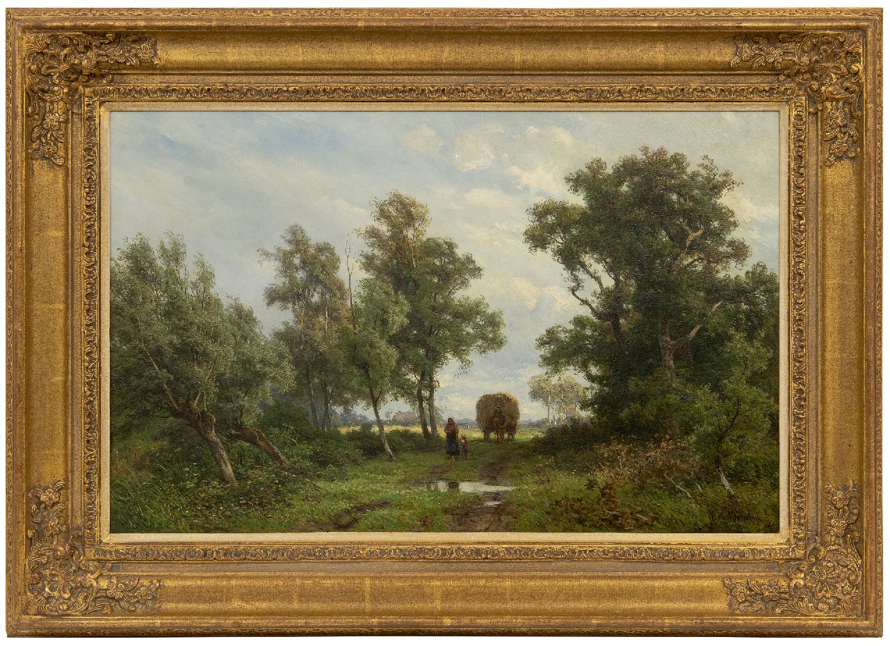 Borselen J.W. van | Jan Willem van Borselen | Paintings offered for sale | Homeward bound after haymaking, oil on canvas 45.0 x 70.3 cm, signed l.r.