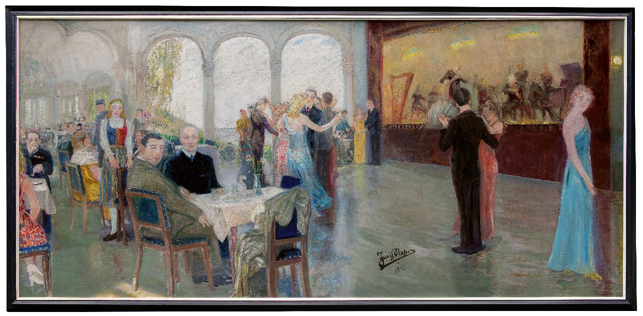 Repin J.I.  | Jurij Ilich Repin | Paintings offered for sale | Eljas Erkko in the Mirror Room of Hotel Kämp in Helsinki, oil on canvas 139.0 x 300.0 cm, signed l.c. and dated 1943