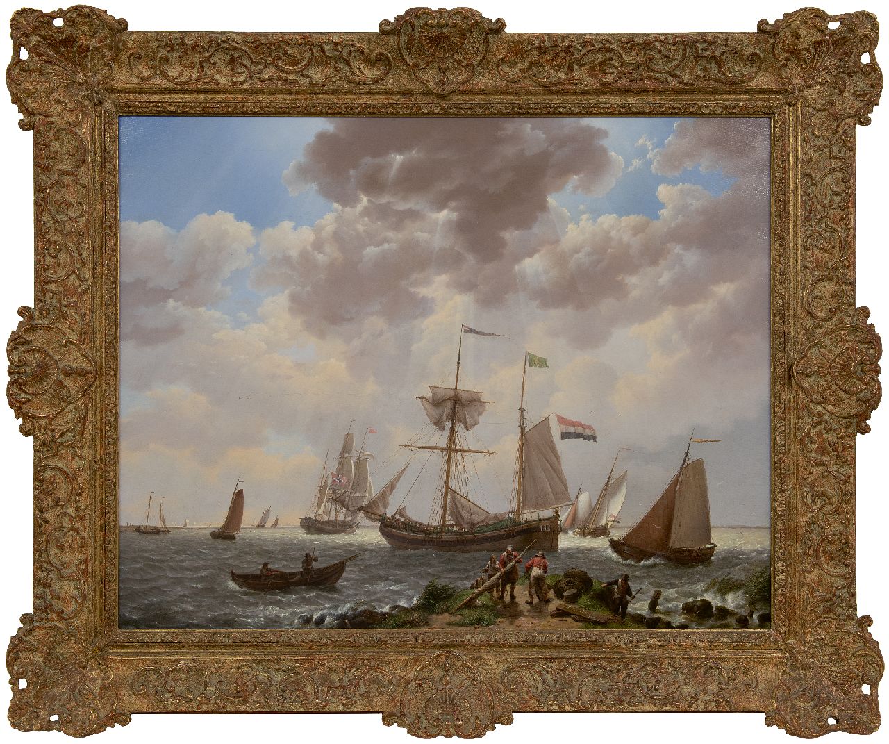 Koekkoek J.H.  | Johannes Hermanus Koekkoek | Paintings offered for sale | Shipping off the coast, oil on canvas 57.3 x 72.0 cm, signed l.r. and dated 1831