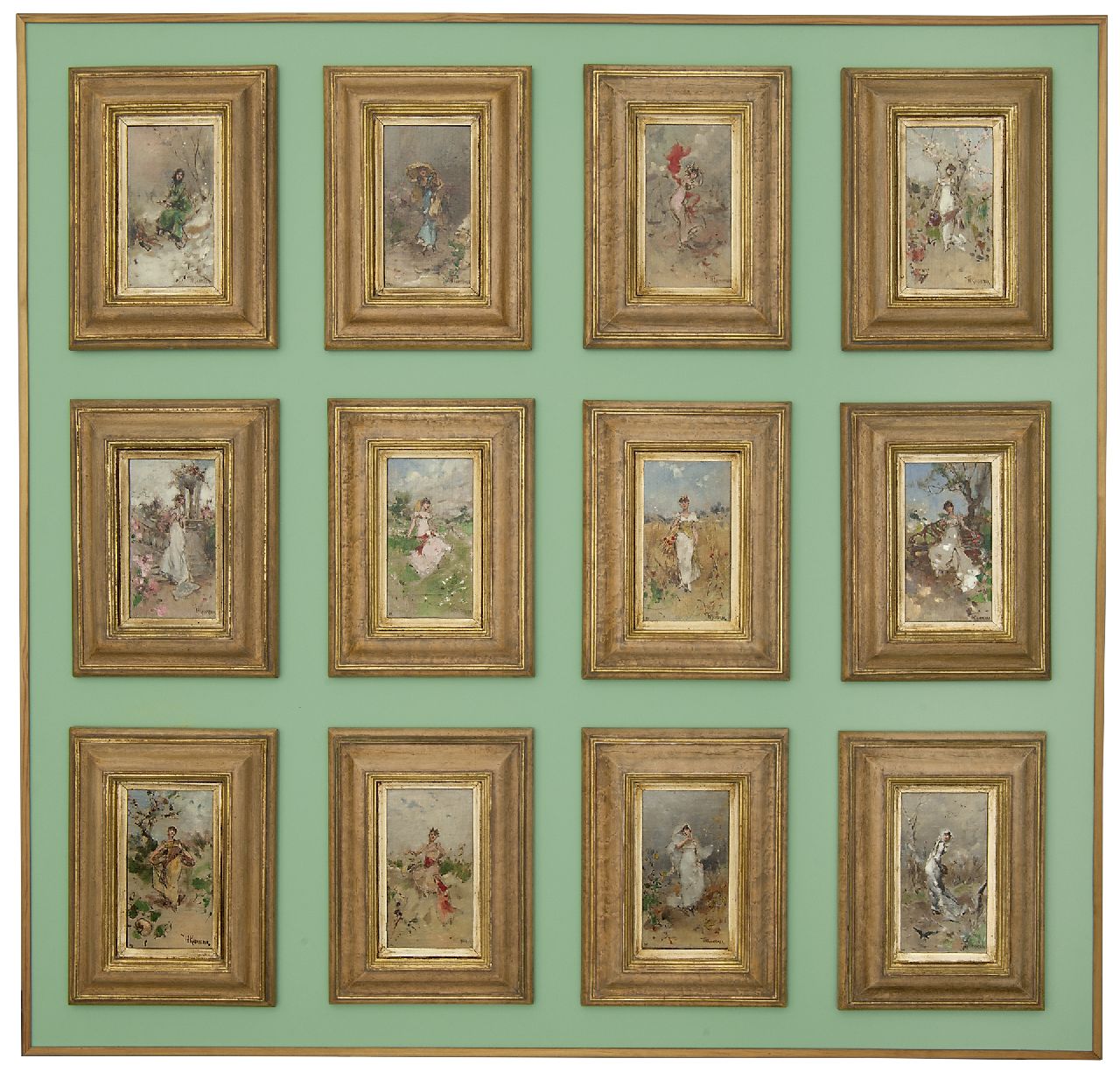 Kaemmerer F.H.  | Frederik Hendrik Kaemmerer | Paintings offered for sale | January - zodiac sign Capricorn (together with 15949 to 15960), oil on painter's board 18.5 x 10.3 cm, signed l.r.