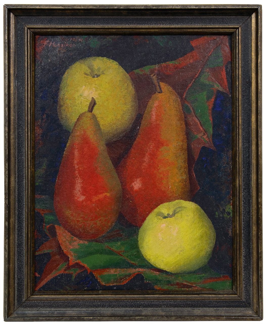 Hunziker F.  | Frieda Hunziker, Still life with apples and pears, oil on board 36.0 x 28.0 cm, signed u.l. and dated 10/41