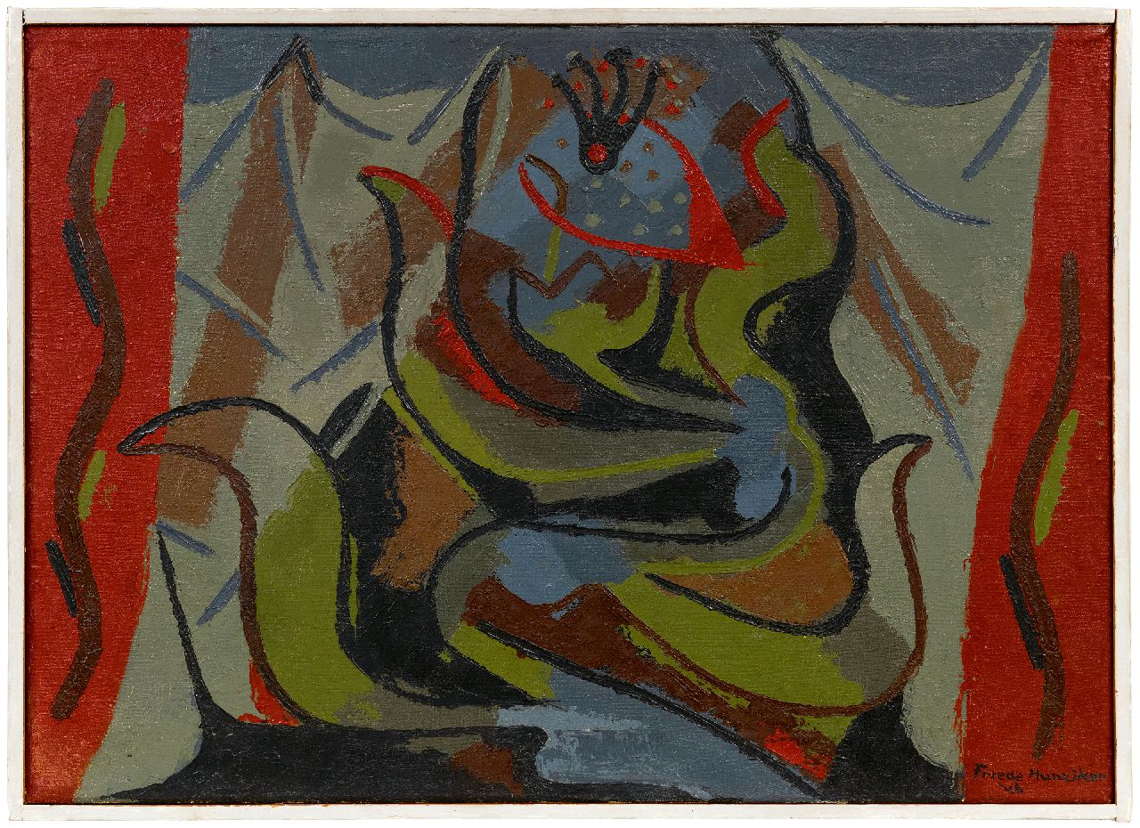 Hunziker F.  | Frieda Hunziker | Paintings offered for sale | Composition plants, oil on canvas 49.8 x 70.1 cm, signed l.r. and dated '46
