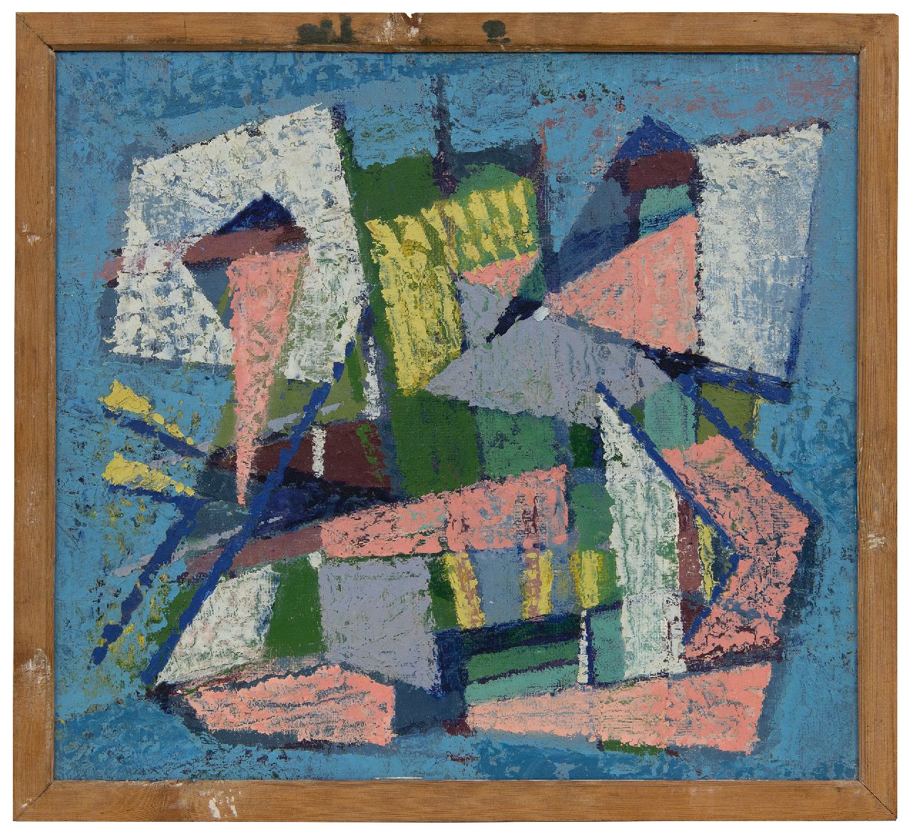 Hunziker F.  | Frieda Hunziker, Composition, oil on painter's board 35.6 x 39.5 cm, signed on the reverse and executed 1948