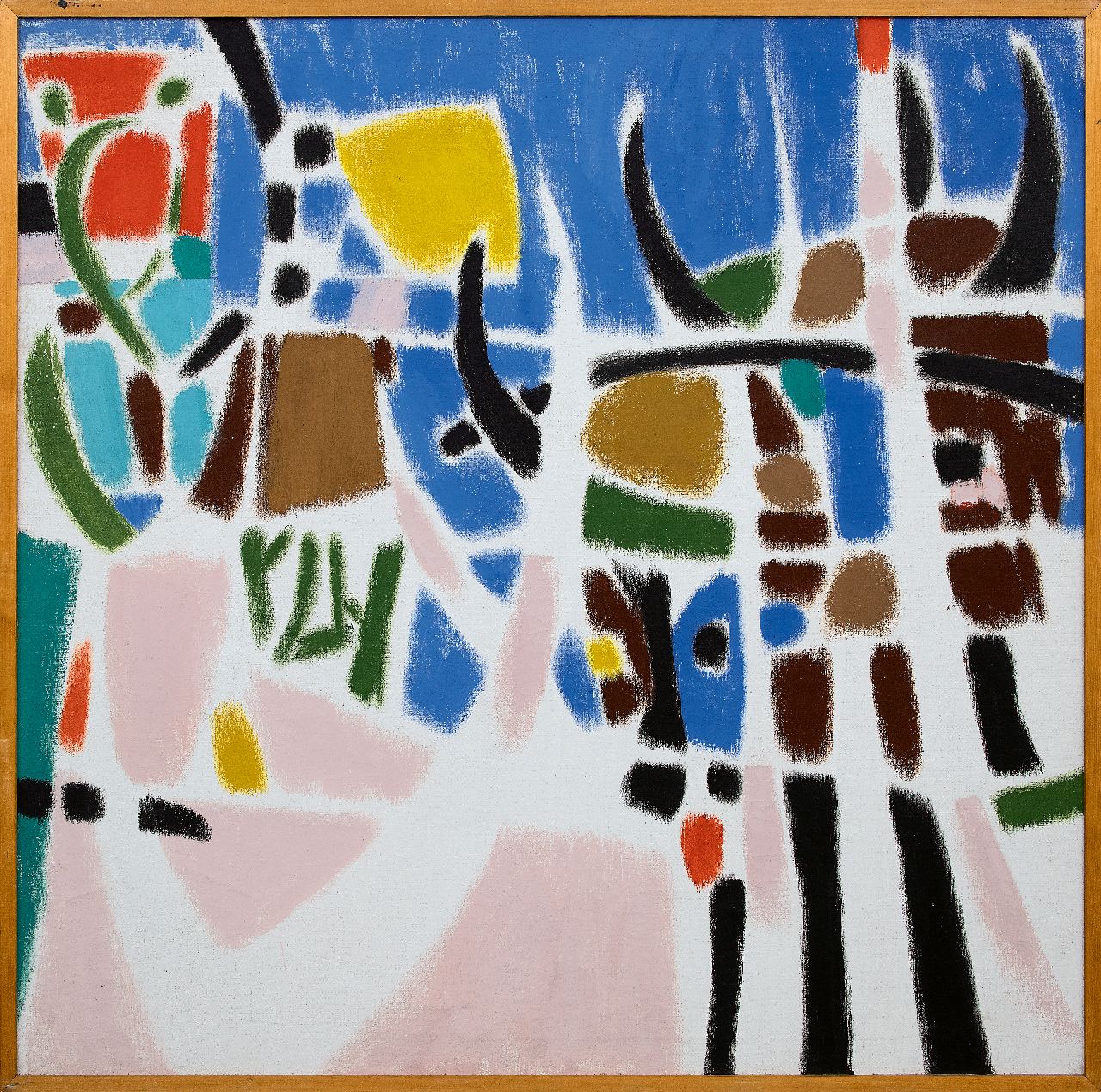 Hunziker F.  | Frieda Hunziker, Goats behind fences, oil on canvas 100.0 x 100.0 cm, signed on the reverse and executed 1953
