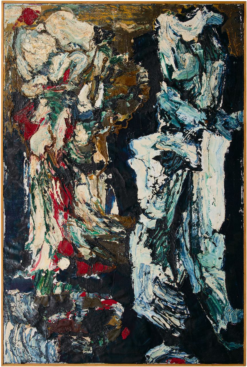 Hunziker F.  | Frieda Hunziker, 2 figures, oil on canvas 150.4 x 100.3 cm, signed on the reverse and executed 1962