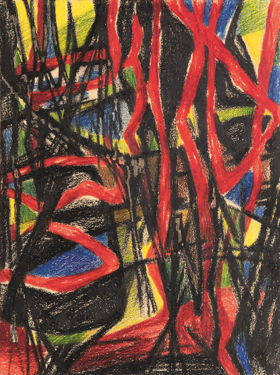 Hunziker F.  | Frieda Hunziker | Watercolours and drawings offered for sale | Composition, wax crayons on paper 50.0 x 37.5 cm, without frame