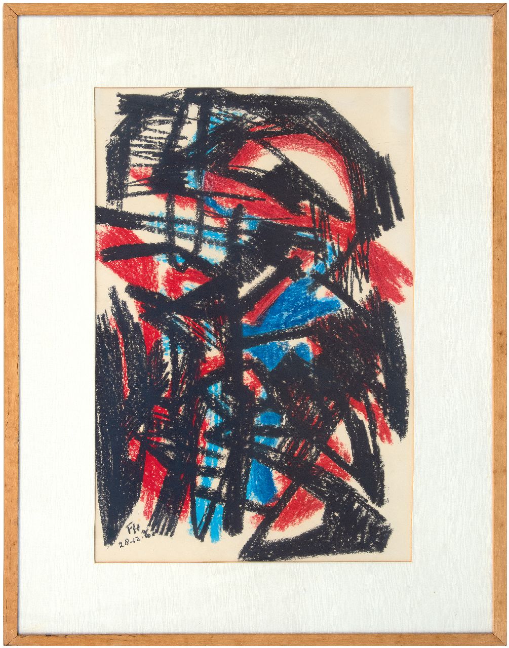 Hunziker F.  | Frieda Hunziker | Watercolours and drawings offered for sale | Composition no. 3, wax crayons on paper 75.0 x 45.5 cm, signed l.l. with initials and dated 28-12-'61