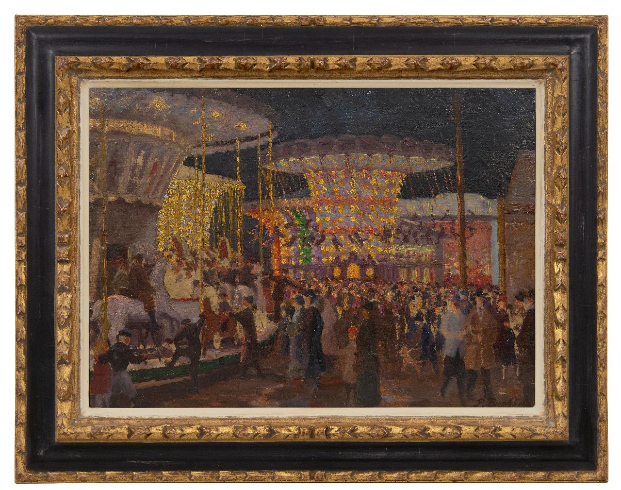 Buchholz P.  | Paul Buchholz | Paintings offered for sale | An evening at the annual fair, oil on cardboard 34.5 x 48.5 cm, signed l.r. and painted ca. 1920
