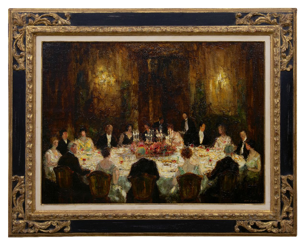 Pippel O.E.  | 'Otto' Eduard Pippel, Evening party, oil on canvas 71.4 x 98.0 cm, signed l.r.