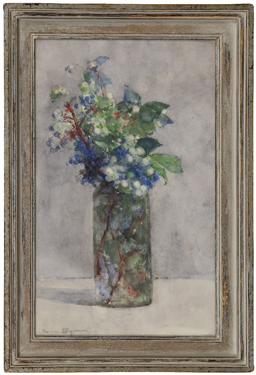 Bogman jr. H.A.C.  | Hermanus Adrianus Charles 'Herman' Bogman jr., Flowering branches in a vase, watercolour on paper 49.5 x 30.5 cm, signed l.l.