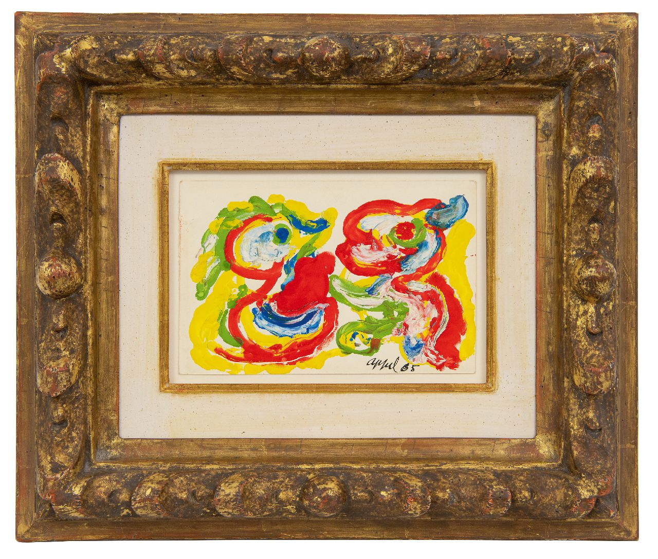 Appel C.K.  | Christiaan 'Karel' Appel | Watercolours and drawings offered for sale | Postcard to Simon Vinkenoog, gouache on paper 10.0 x 16.0 cm, signed l.r. and dated '65