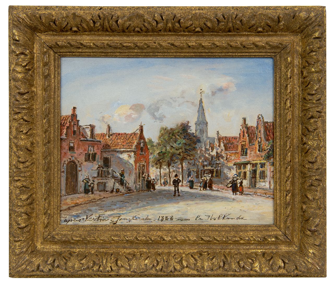 Jongkind J.B.  | Johan Barthold Jongkind | Paintings offered for sale | Dutch village 'après Vertin', oil on panel 18.9 x 24.1 cm, signed l.c. and dated 1888