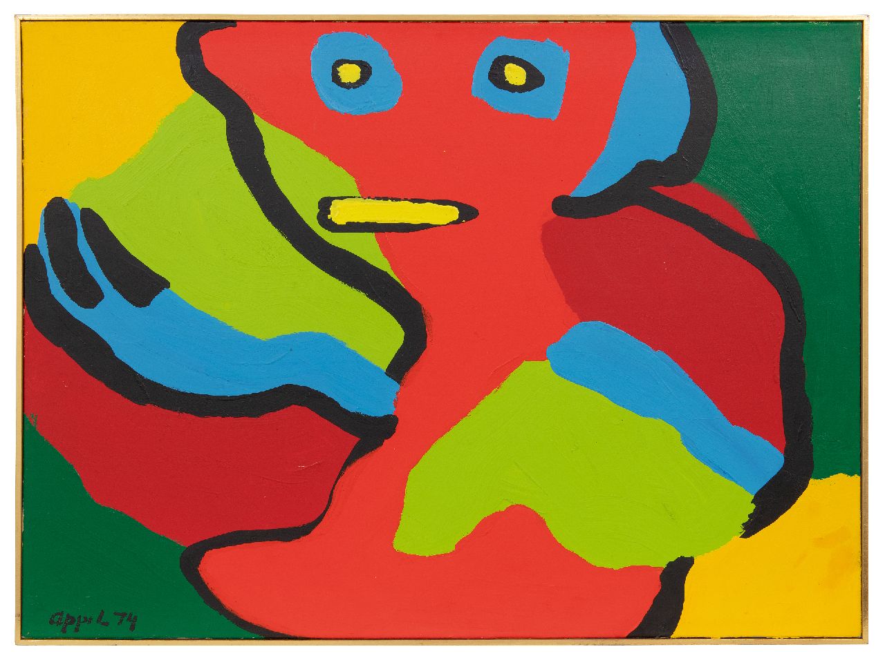 Appel C.K.  | Christiaan 'Karel' Appel | Paintings offered for sale | Asking again, acrylic on paper on canvas 56.0 x 75.9 cm, signed l.l. and dated '74