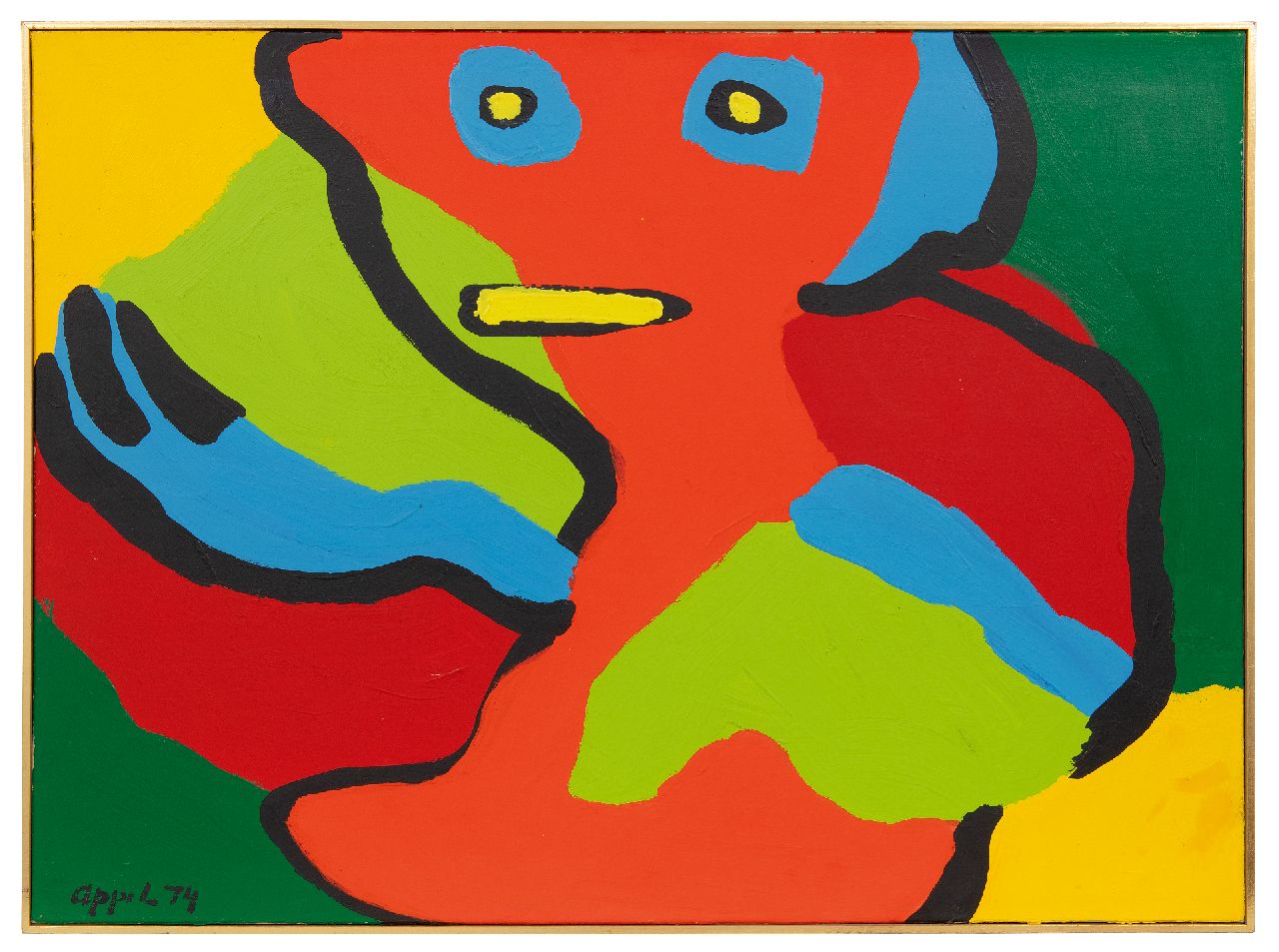 Appel C.K.  | Christiaan 'Karel' Appel | Paintings offered for sale | Asking again, acrylic on paper on canvas 56.0 x 75.9 cm, signed l.l. and dated '74