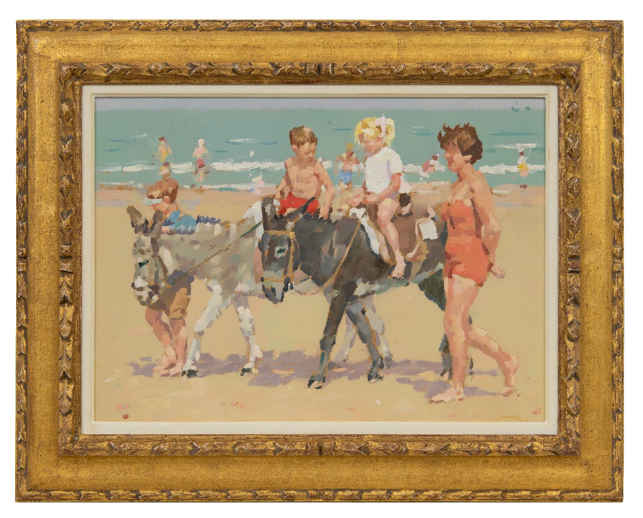 Verdonk F.W.  | Frederik Willem 'Frits' Verdonk | Paintings offered for sale | Donkey ride along the beach, oil on paper laid down on board 34.0 x 46.8 cm, signed l.r.