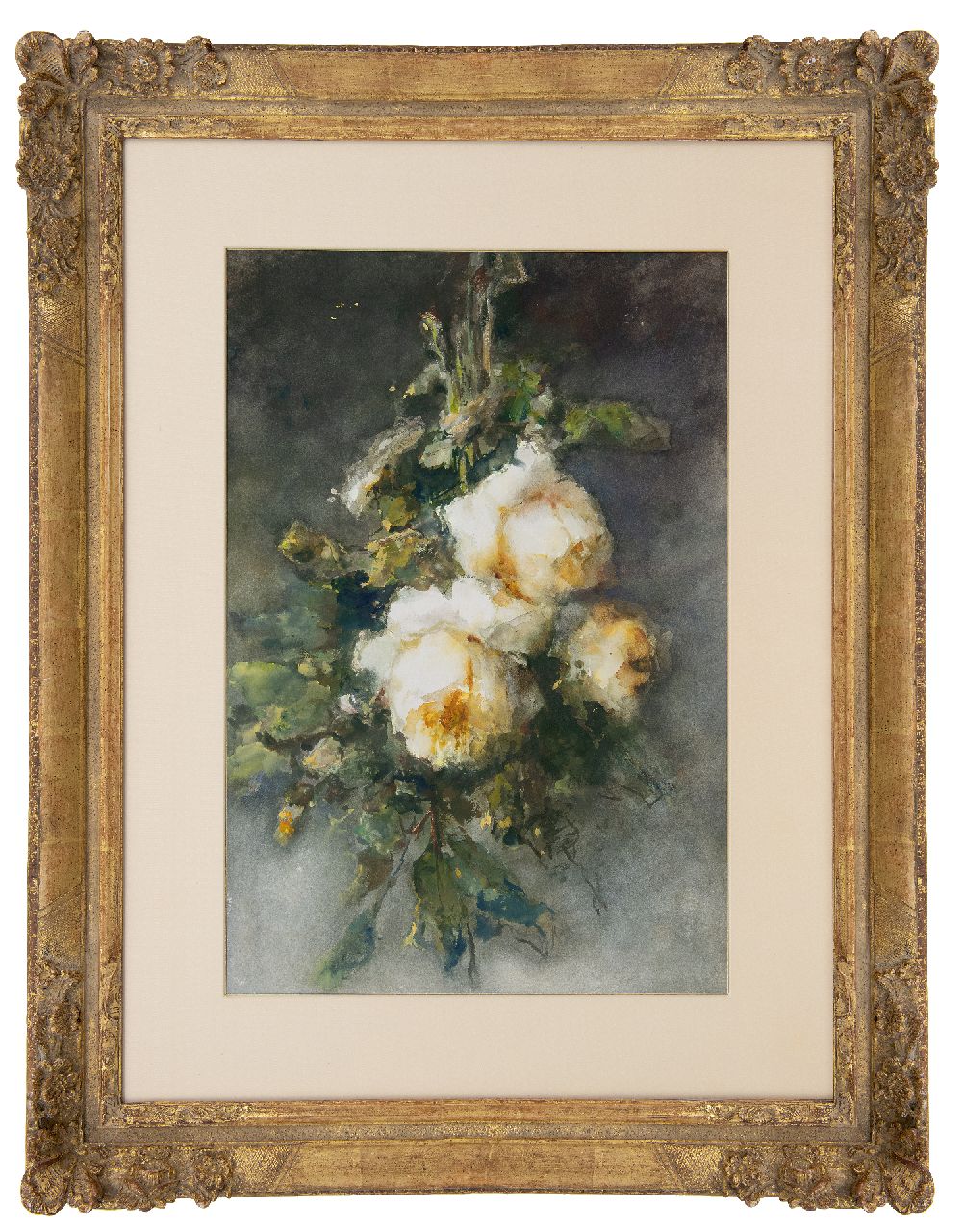 Roosenboom M.C.J.W.H.  | 'Margaretha' Cornelia Johanna Wilhelmina Henriëtta Roosenboom | Watercolours and drawings offered for sale | Yellow Roses, watercolour on paper 53.5 x 36.0 cm