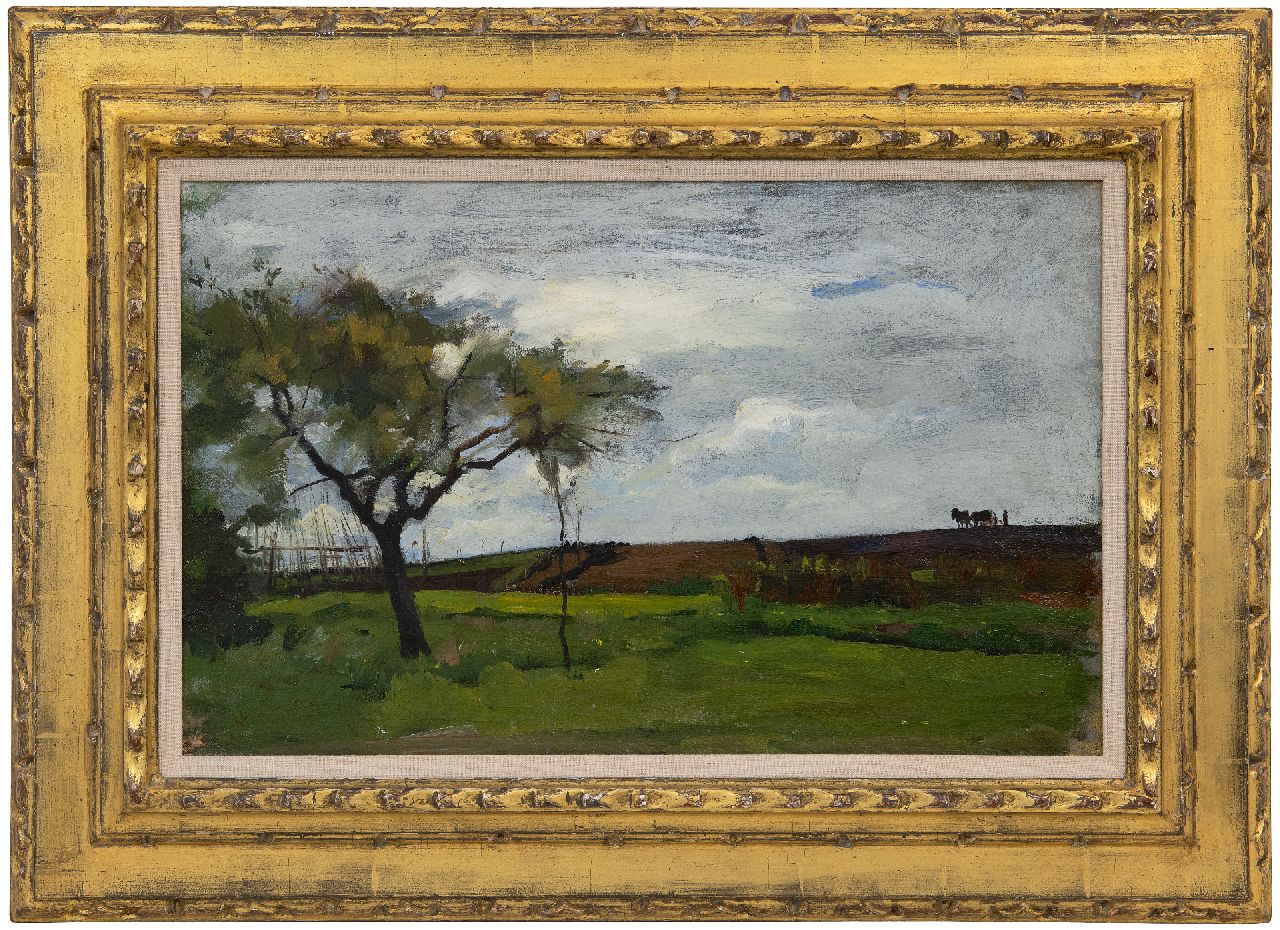 Arntzenius P.F.N.J.  | Pieter Florentius Nicolaas Jacobus 'Floris' Arntzenius | Paintings offered for sale | Landscape with horse and wagon, oil on canvas 32.2 x 50.3 cm