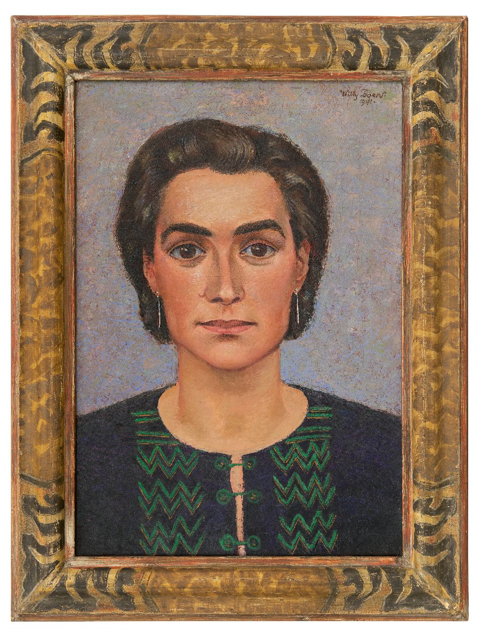 Boers W.H.F.  | 'Willy' Herman Friederich Boers, Portrait of Frieda Hunziker, oil on canvas 50.6 x 35.4 cm, signed u.r. and dated 1941