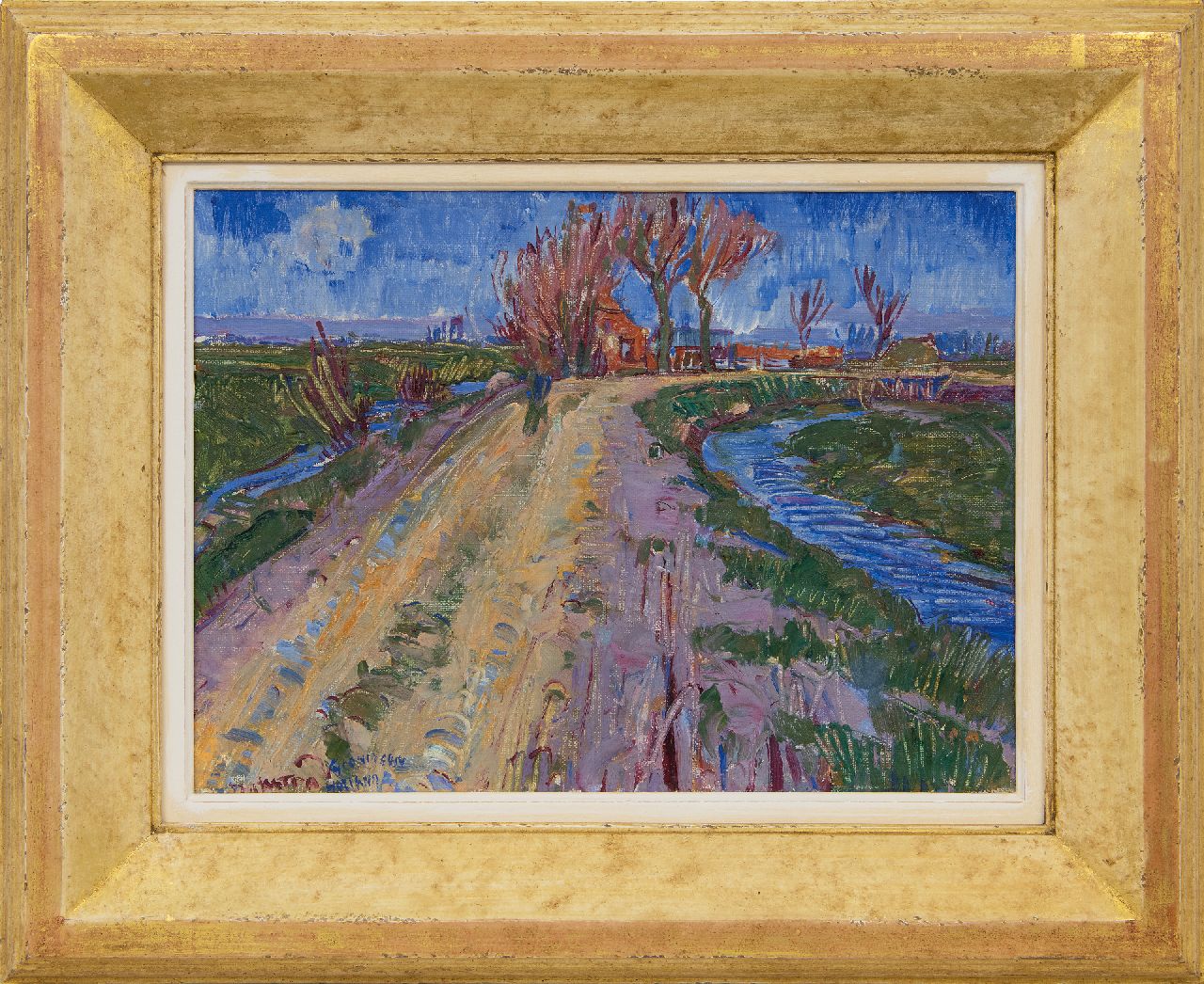 Dijkstra J.  | Johannes 'Johan' Dijkstra | Paintings offered for sale | Country road near Beijum, oil on canvas 28.0 x 37.5 cm, signed l.l. and painted between 1929-1931