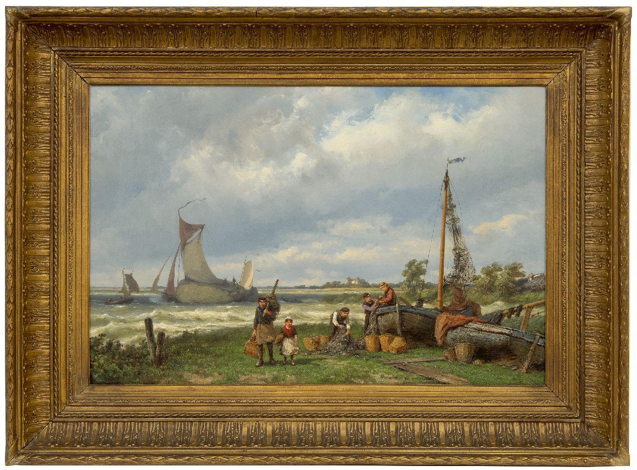 Koekkoek J.H.B.  | Johannes Hermanus Barend 'Jan H.B.' Koekkoek, At the zuiderzee, oil on canvas 42.8 x 67.2 cm, signed on the reverse and dated on the reverse 1881