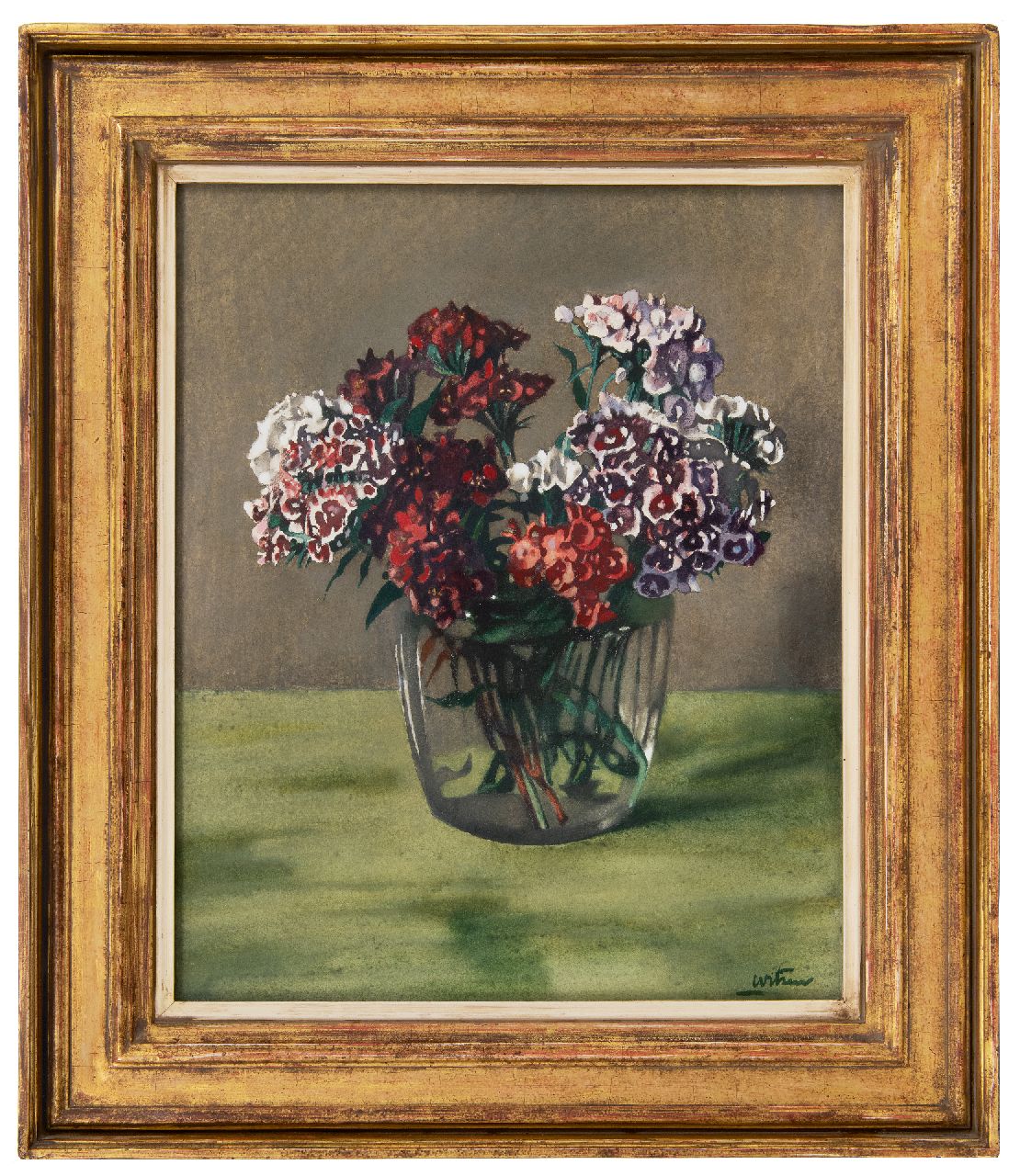 Witsen W.A.  | 'Willem' Arnold Witsen | Watercolours and drawings offered for sale | Sweet Williams in a glass vase, watercolour on paper 42.5 x 34.5 cm, signed l.r.