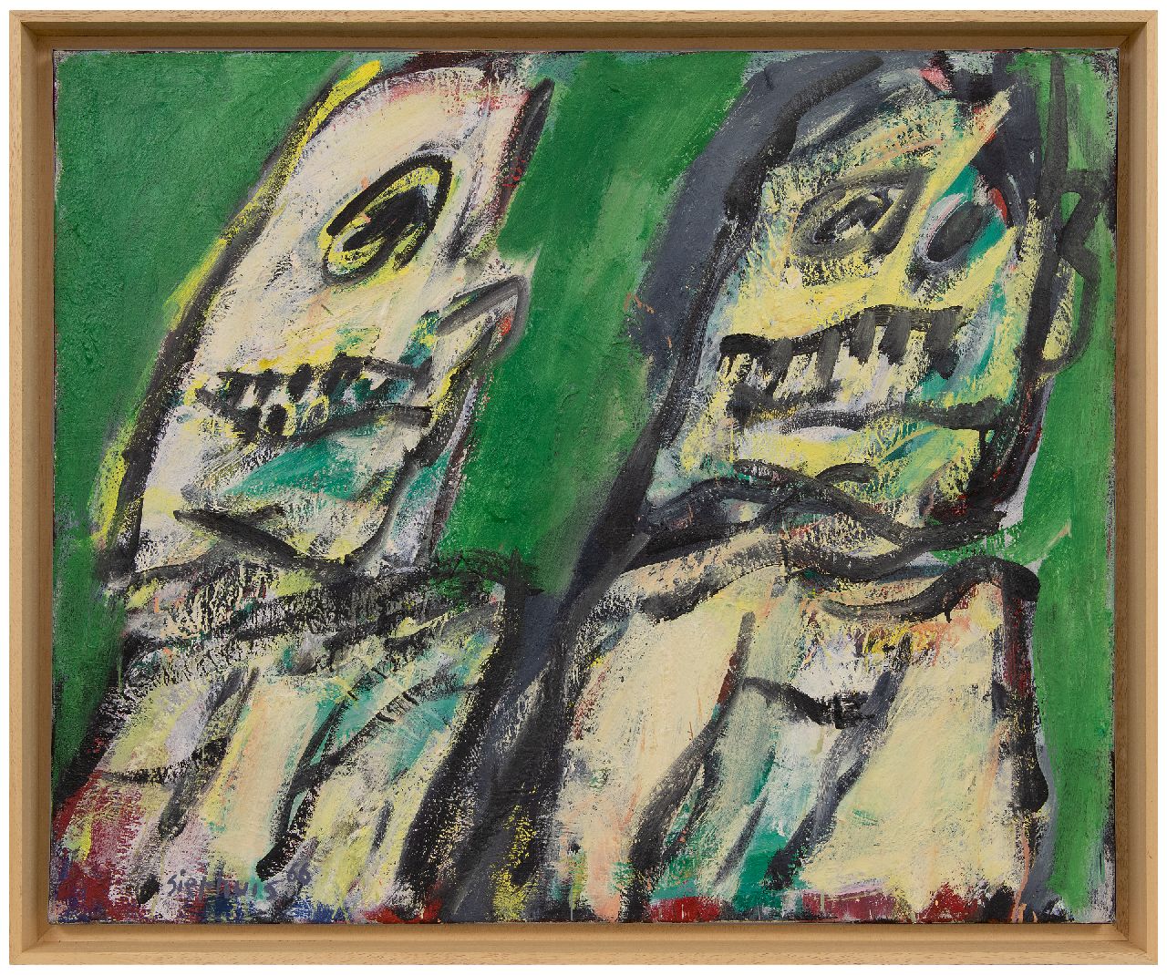 Sierhuis J.A.  | 'Jan' Alphonsus Sierhuis | Paintings offered for sale | Two figures, tempera and oil on canvas 69.6 x 85.3 cm, signed l.l. and dated '66