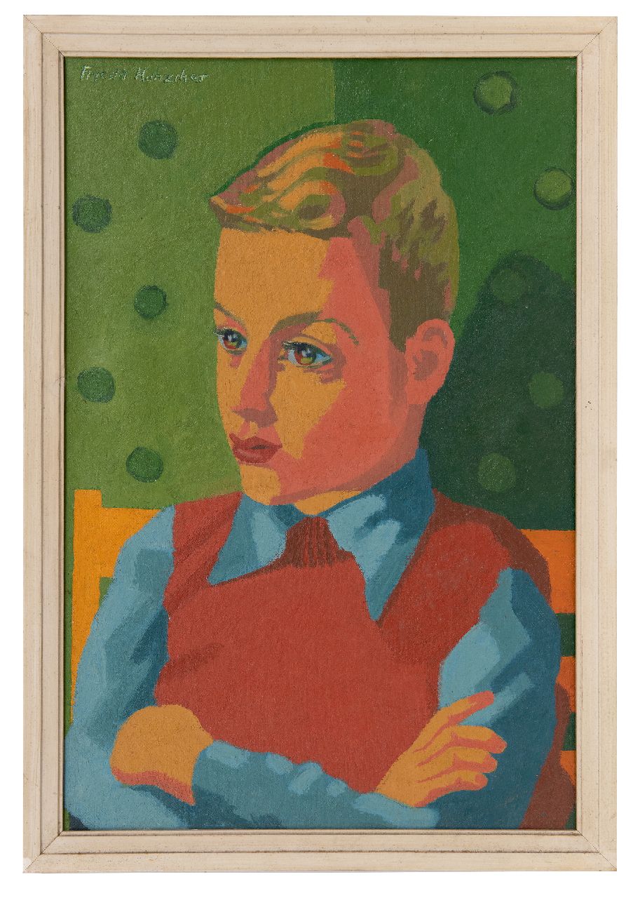 Hunziker F.  | Frieda Hunziker, Portrait of Fritsje, son of the artist, oil on canvas 60.3 x 40.3 cm, signed u.l. and executed ca. 1943