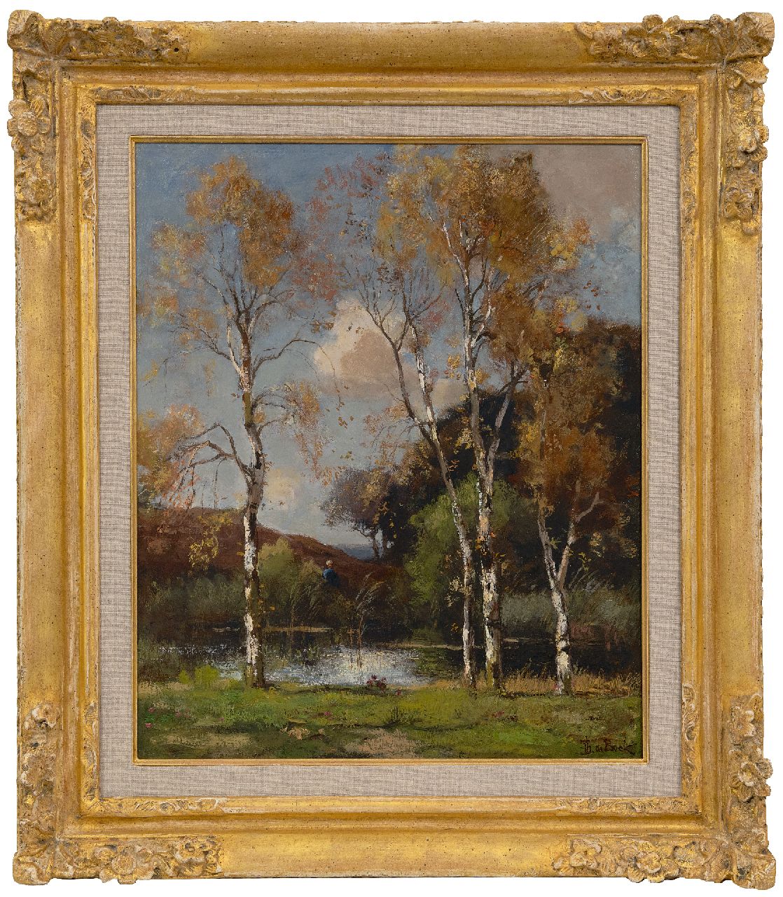 Bock T.E.A. de | Théophile Emile Achille de Bock | Paintings offered for sale | A fen in a dune landscape, oil on panel 46.4 x 37.6 cm, signed l.r.