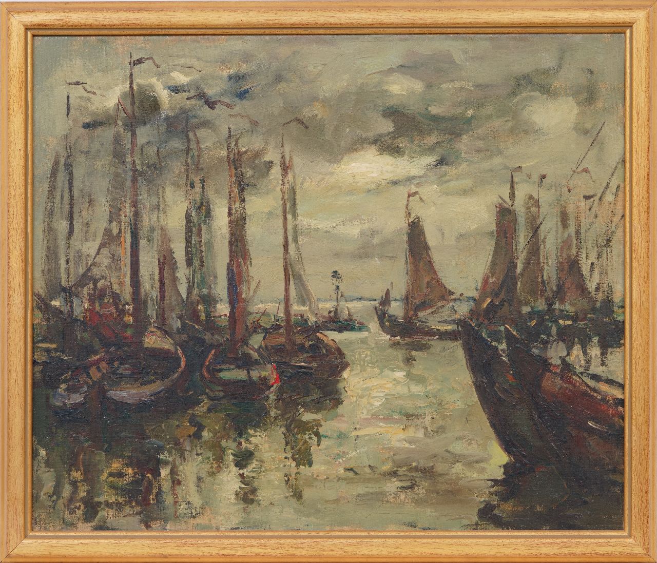 Korthals J.  | Johannes 'Jan' Korthals | Paintings offered for sale | Moored fishing boats in a harbour, oil on canvas 50.5 x 60.2 cm, signed l.l.