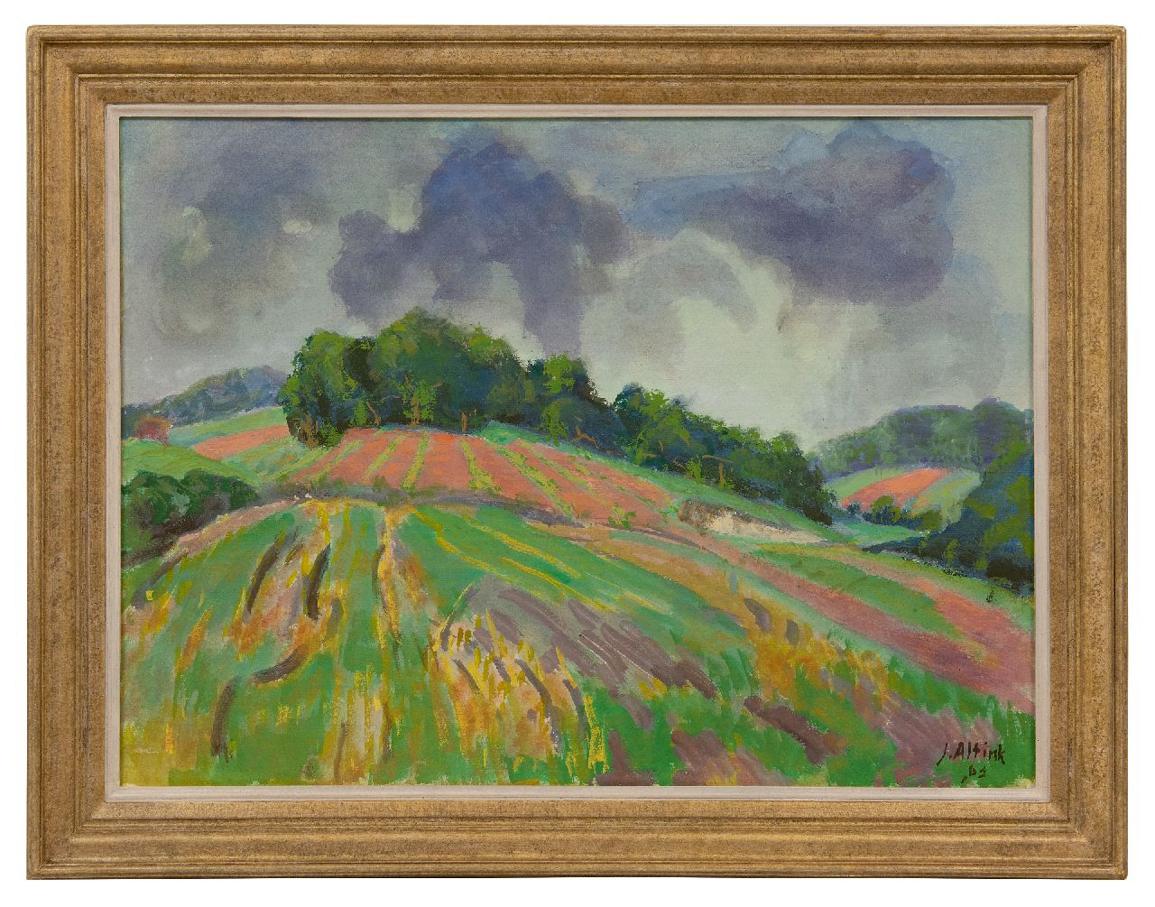 Altink J.  | Jan Altink | Watercolours and drawings offered for sale | Hilly farm landscape, watercolour and gouache on paper 56.0 x 75.8 cm, signed l.r. and dated '63