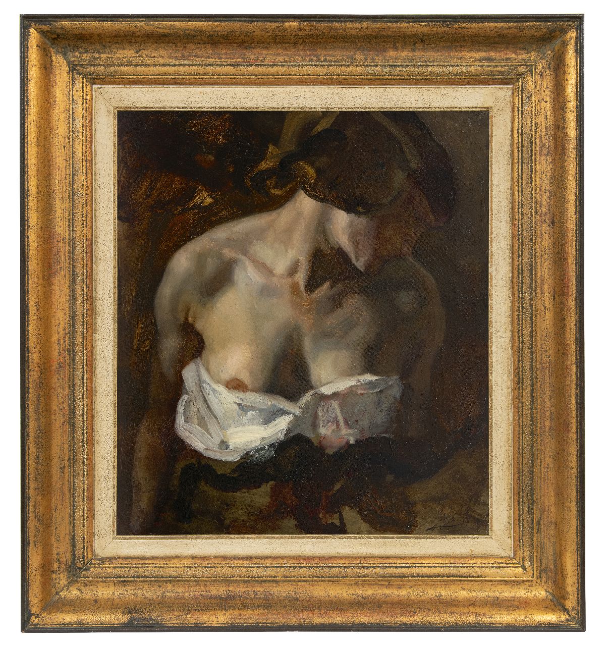 Jurres J.H.  | Johannes Hendricus Jurres, Bare-chested Delilah (study for Samson and Delilah), oil on canvas 52.3 x 45.5 cm, signed l.r.