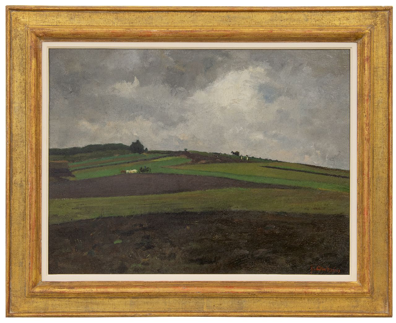 Arntzenius P.F.N.J.  | Pieter Florentius Nicolaas Jacobus 'Floris' Arntzenius | Paintings offered for sale | Hilly landscape in rainy weather, oil on canvas 45.3 x 60.0 cm, signed l.r.