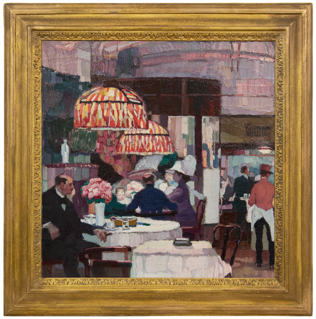 Goossens J.  | Josse Goossens, In the tea room, oil on canvas 64.4 x 63.1 cm, signed l.r. and painted ca. 1910-1911