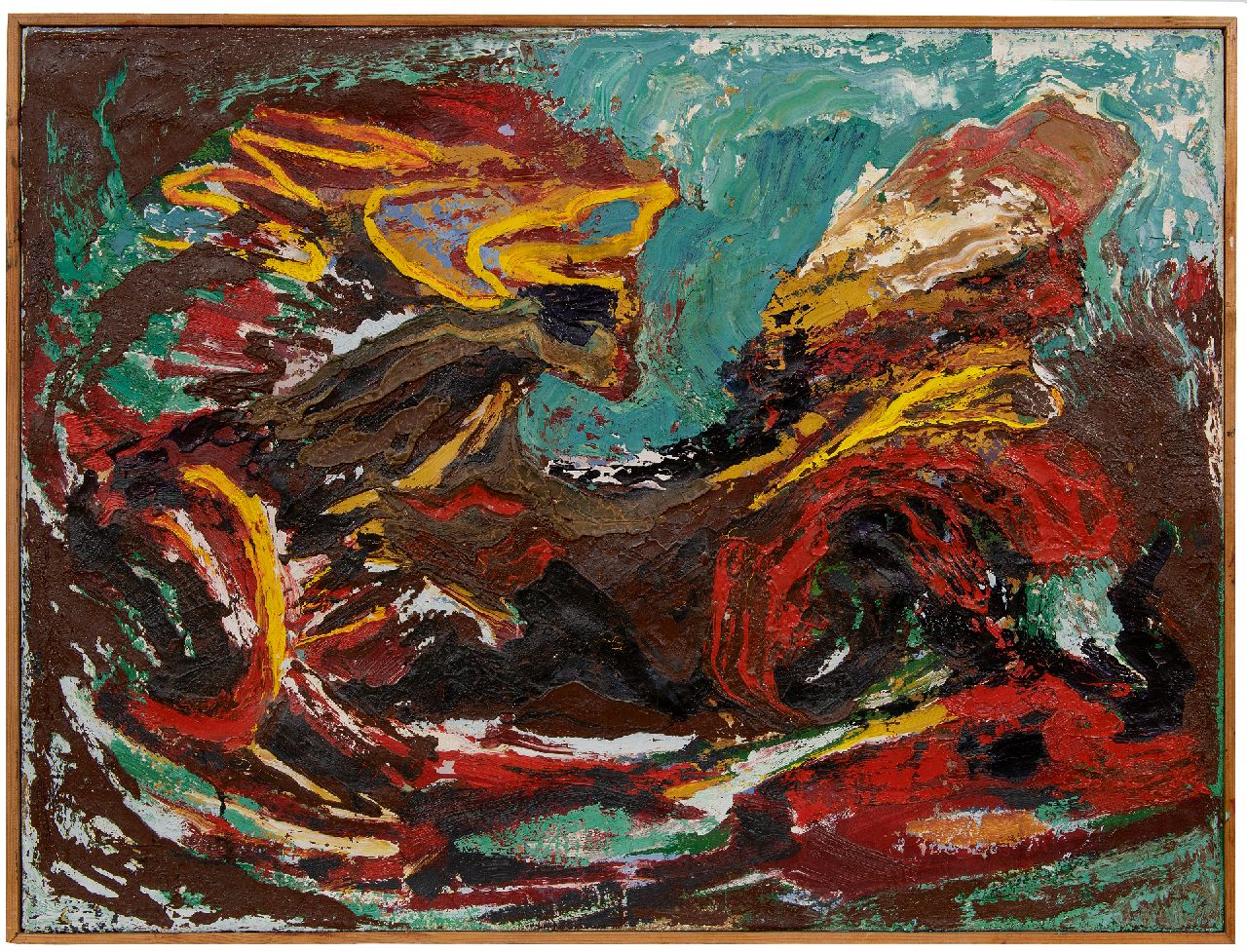 Hunziker F.  | Frieda Hunziker | Paintings offered for sale | Wave, oil on canvas 75.2 x 100.2 cm, signed on the reverse with initials and executed ca. 1964