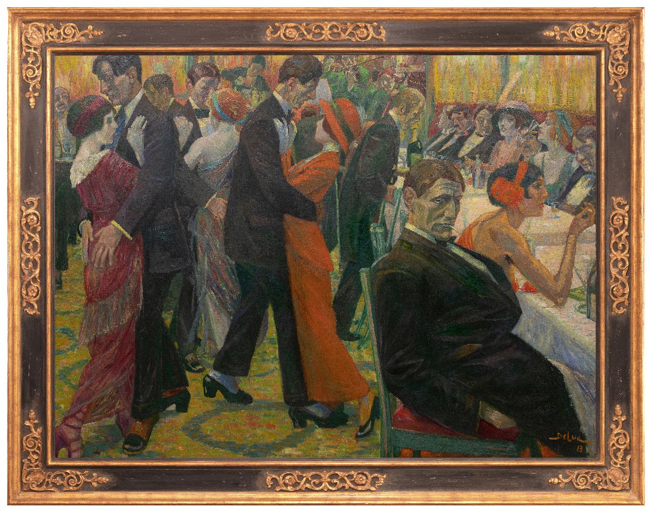 Deluc J.H.  | John Henri Deluc | Paintings offered for sale | Café dansant, oil on canvas laid down on panel 119.4 x 158.8 cm, signed l.r. and dated '13