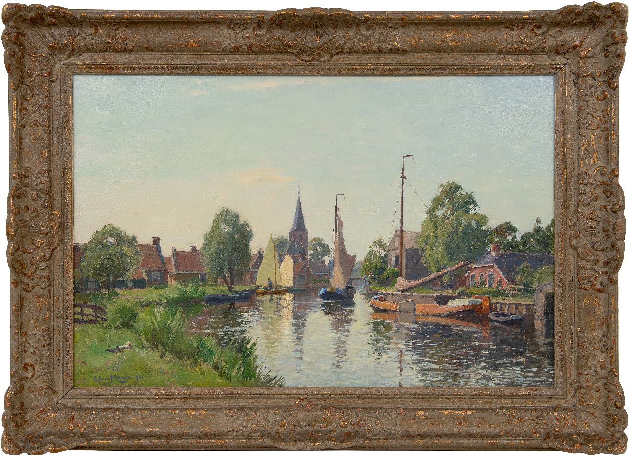 Schagen G.F. van | Gerbrand Frederik van Schagen | Paintings offered for sale | Boating in Wartena, Friesland, oil on canvas laid down on panel 56.2 x 86.0 cm, signed l.l. and dated 1941